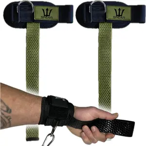 SPEAR Weight Lifting Straps With Cuffed D Ring, Cable Machine Workout, Hex Silicone Grips, Deadlifting, Bodybuilding, Powerlifting, Weight Lifting Wrist Support Wraps for Gym & Training (Ranger Green)