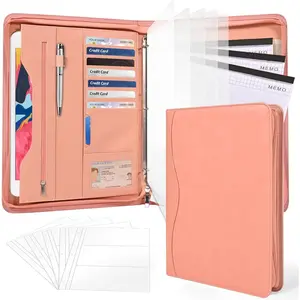 3-Ring Padfolio Portfolio Binder Organizer,PU Leather Folder Binder Business Planner Notebook Zippered Portfolio for Women/Men with Document Sleeve,Letter/A4 Size Clipboard