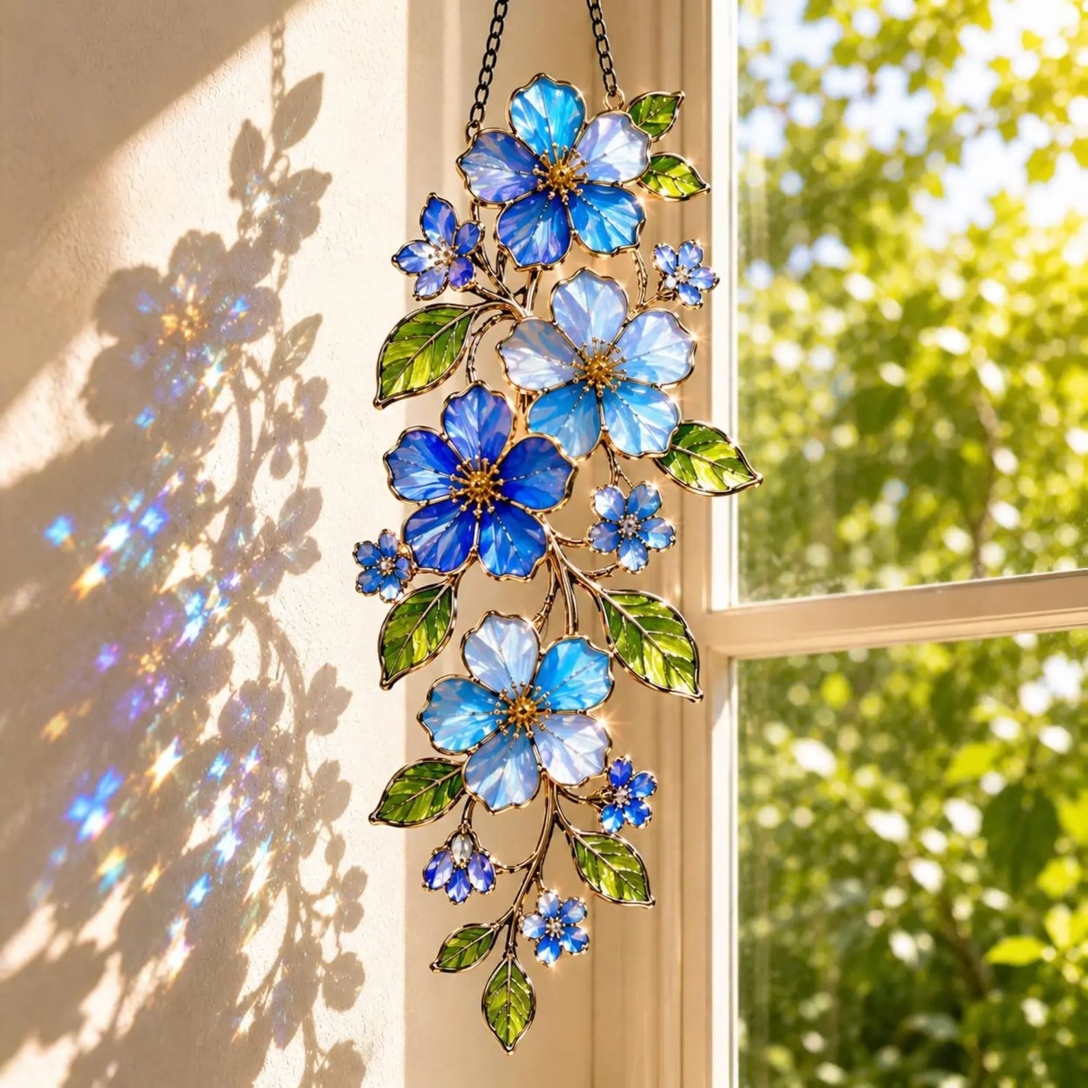 Forget Me Not Acrylic Suncatcher, Floral Window Hanging, Blue Flower Sun Catcher Decor, Acrylic Ornament, Spring Home Decor, Sympathy Gift