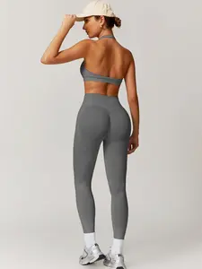Women's Sporty High Waist Yoga Bra Set with Compression Leggings, Breathable Comfortable Gym Running, American Neckline Design, Sportswear Set, Fitness Outfits, Gym Sets, Workout Running Outfits, Athletic Sportswear