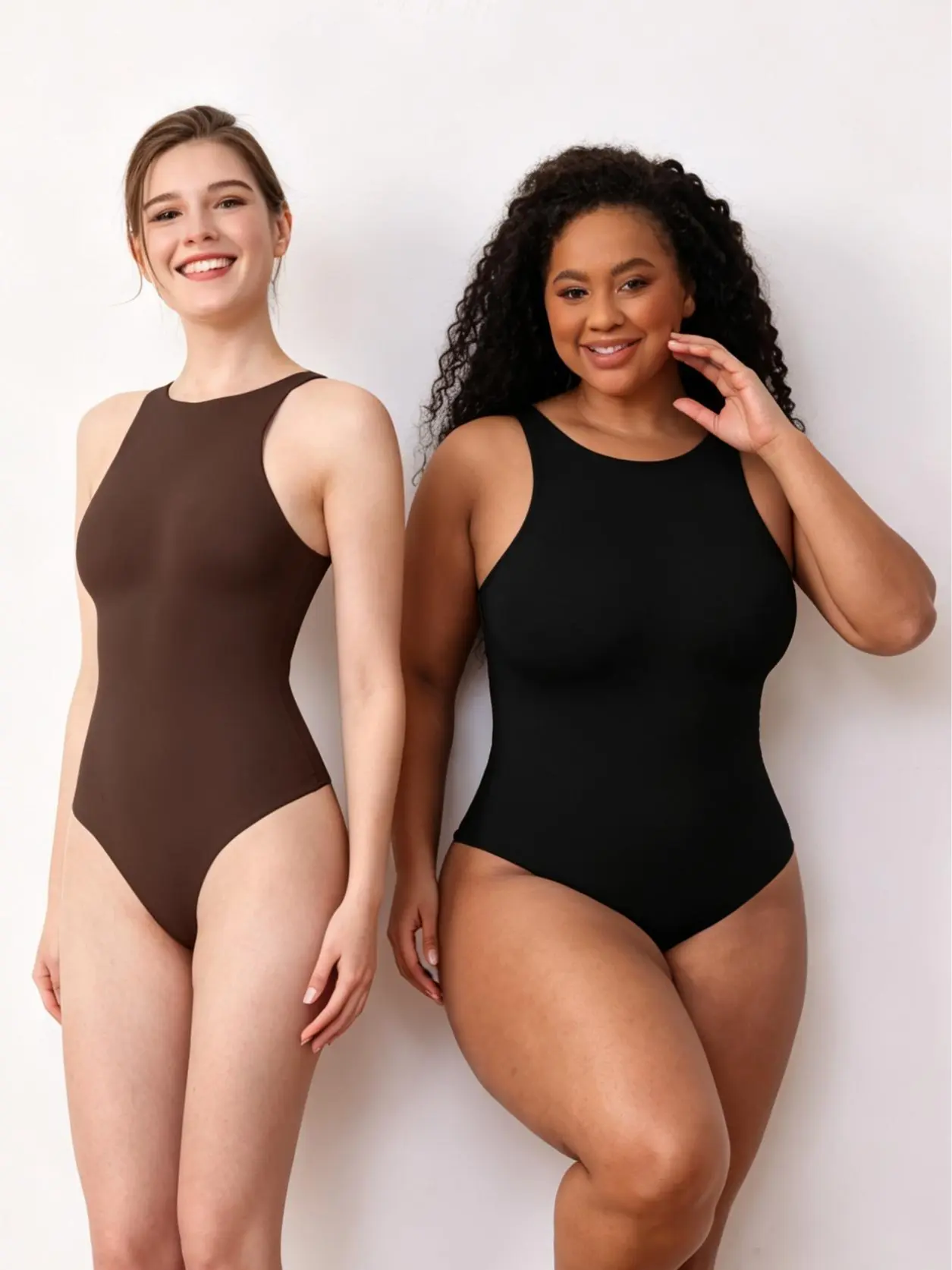 Premium Bodysuit for Women Double Layer Basic Tank Top Snap Button Closure Womenswear Everyday Wear Bodysuits