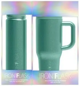 Iron Flask Stainless Steel Insulated Water Bottle 2 Pack - Green Color, 30oz Capacity, Leak-Proof Design, Perfect for Travel & Daily Use