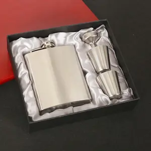 8oz Stainless Steel Drinkware Hip Flask Set with Leather Sleeve, Funnel & Shot Glass, Premium Gift Box, Ideal for Men, Party Camping Outdoor Use