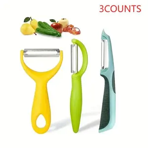 Stainless Steel Peeler Set, 3 Counts/set Multifunctional I & Y Shape Peeler for Fruits, Vegetables, Potato Peeler, Vegetable Cutter, Kitchen & Gadgets