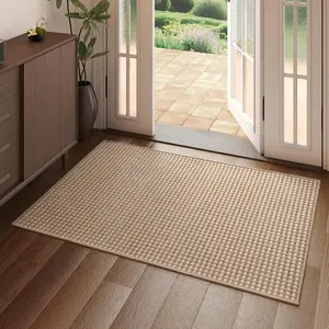 Luxurious Knitted Entrance Door Mat, Anti-Slip Durable Rug, High-End Look, Dirt Resistant Floor Mat, Checkered Rug, Perfect for Entryway
