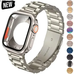 3-Bead Stainless Steel Band with Case Set for Apple Watch