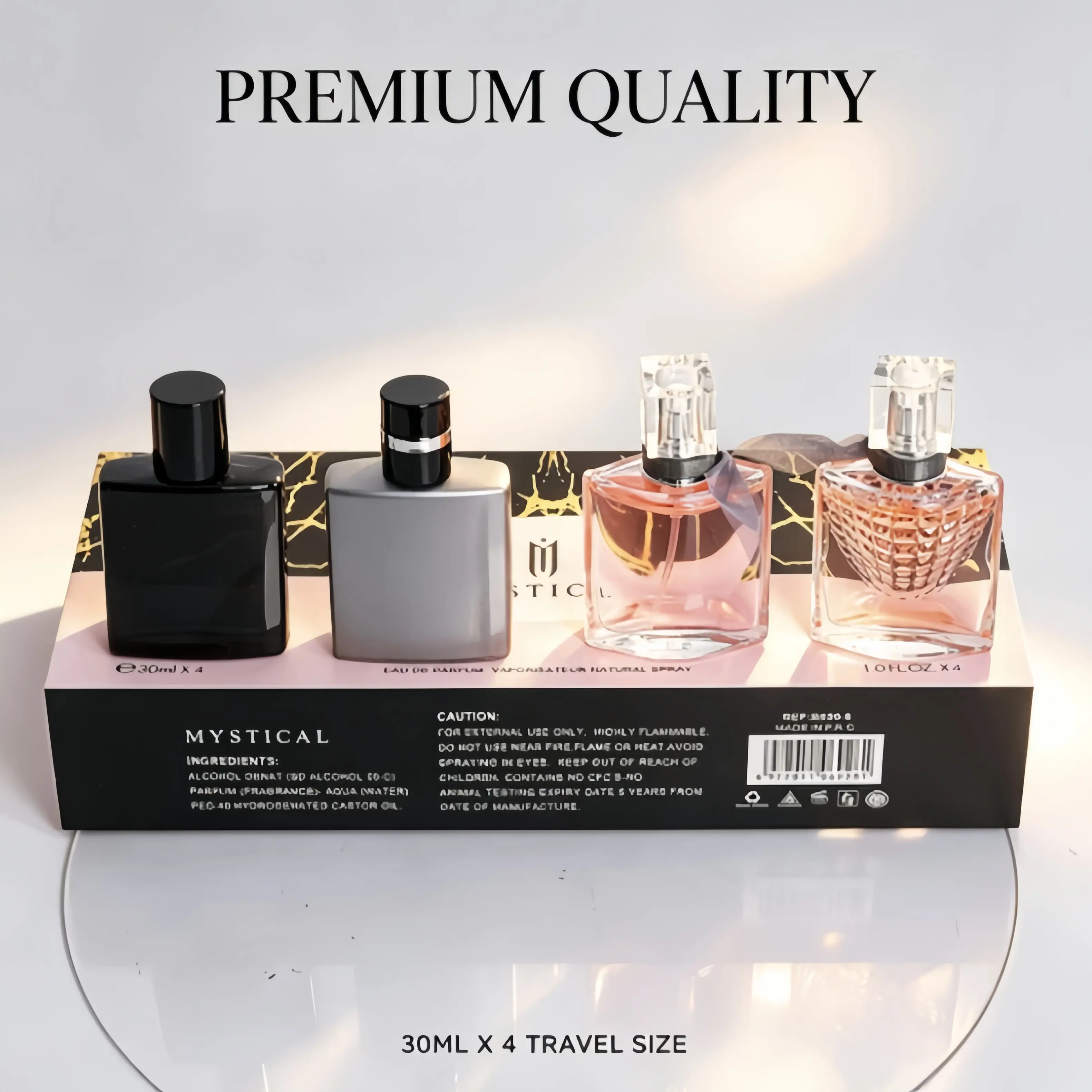 MYSTICAL Luxury 4-Piece Perfume & Eau de Toilette Gift Set for Couples | 4×30ml Floral Fruity Scent Sprays, Soft Long-Lasting Fresh Fragrance, Exclusive Aroma Collection Designed for Lovers unique charm woman
