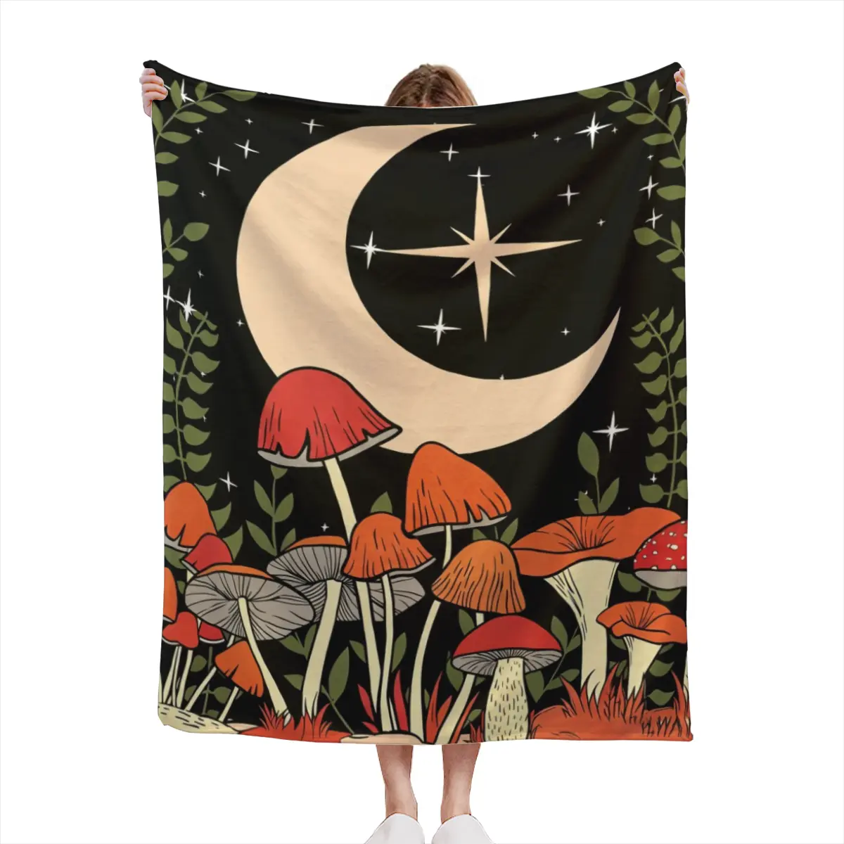 Colorful Mushroom Pattern Blanket, Cozy Throw Blankets, Soft Comfortable Napping Throw, Room Blanket, Warm Nap Blanket for Home Office Sofa Bed Couch, Halloween, Lightweight Cozy Blanket, Lightweight Flannel Blanket, Mushroom Print Blanket
