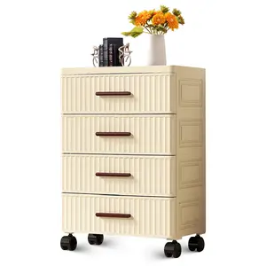 Plastic Storage Drawer Cart, 4/5 Drawer Pull Out Home Organization Storage Container Rolling Bin Vertical Storage Unit for Bedroom Living Room Office Entryway