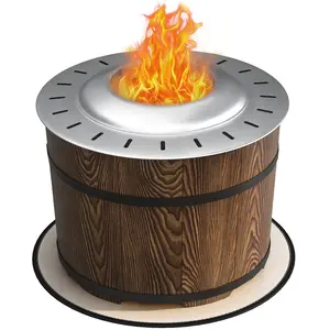 Smokeless Fire Pit, Portable Camping Bonfire Stove, Secondary Combustion Bottom Vents Burns Smoke Clean Includes Fireproof Mat 20.5x15.25 Inch