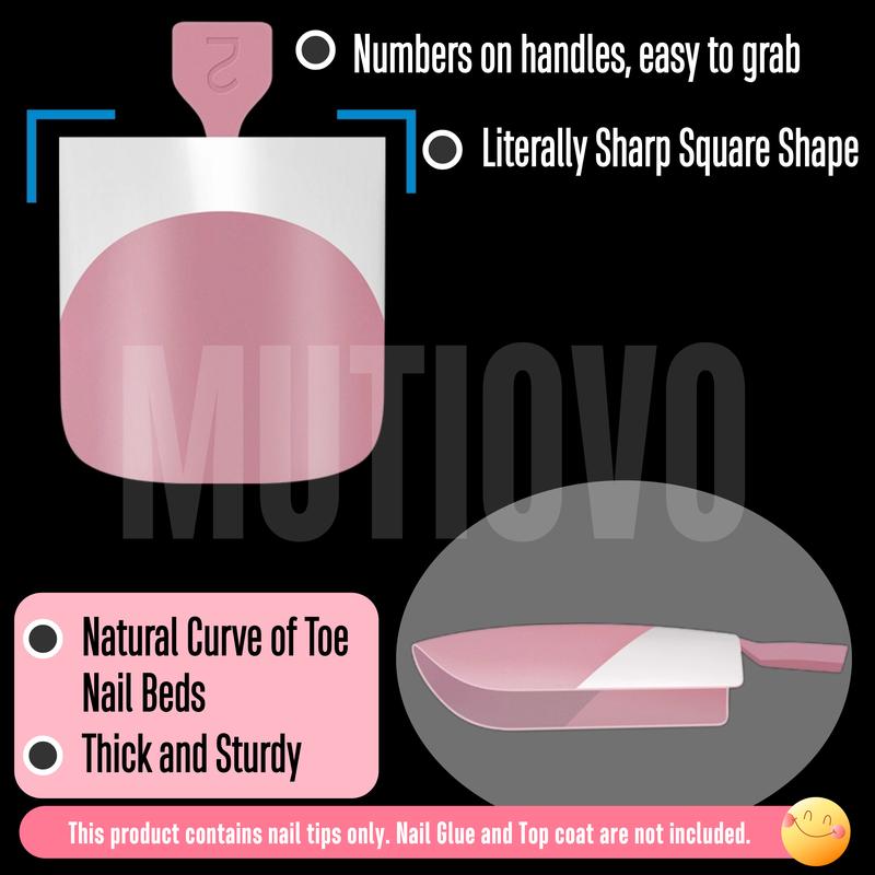 MUTIOVO French Tip Toe Nail Tips Press on Sharp Square Pre-Designed Soft Gel False Toenail Extension BERRY PINK Pre-applied Tip Primer Base Coat Full Cover Acrylic for DIY x 15 Sizes 240 pcs NO GLUE TOP COAT AND LAMP INCLUDED - Outdoorfun