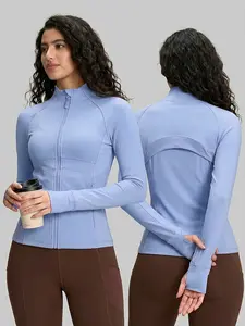 BBL Fit Zip Up Workout Jacket Women Slim Athletic Jacket with Thumbholes
