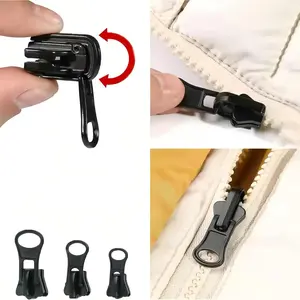 Universal Zipper Repair Kit - 3-Size Double-Sided Zippers Slider Replacement with Zipper Pull for Jackets, Luggage, Backpacks & Outdoor Gear | No-Sew Installation
