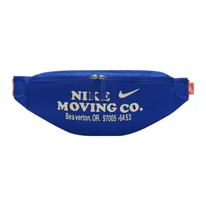 Nike Heritage Logo Print Polyester Crossbody Waist Bag for Men and Women in Blue