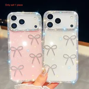 Shining Bow Bright Diamond Shiny Protective Cellphone Case For iPhone 16E 16 17 Air 15 14 13 Pro Max 16 Plus Glitter Cover
