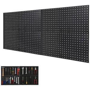 4 Pack Metal Pegboard Panels, 48" x 24" Steel Peg Board Wall Organizer with Flexible Layout for Garage Storage, Workshop, Kitchen & Craft Room Tool Organization, Black