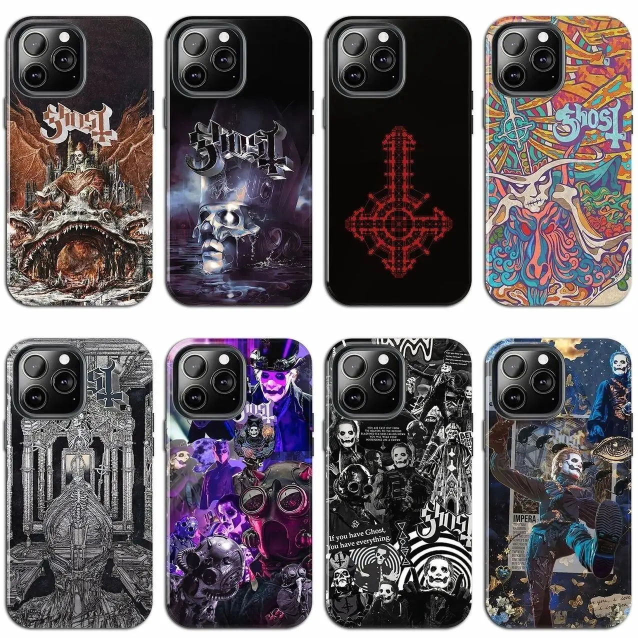 8 Styles Ghost Band Phone Case, Case Cover Suitable for iPhone 17-11 Pro Max/Plus and  Samsung Galaxy S23-25