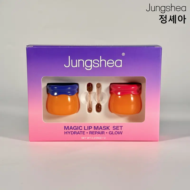 [Jungshea New Arrival] 2 Pcs Honey Pot Lip Mask, Honey Jar Design Comfort Moisturizing Lip Mask, Honey Lip Mask, Sleep Overnight Lip Mask for Lip Care, Hydrating Lip Mask, Lip Care Skincare Gifts