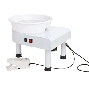 25CM Pottery Wheel Forming Machine, Extremely Variable Speed Pottery Wheel, 350W Electric DIY Clay Tool with Foot Pedal and Detachable Basin for Ceramic Work Art Craft, White