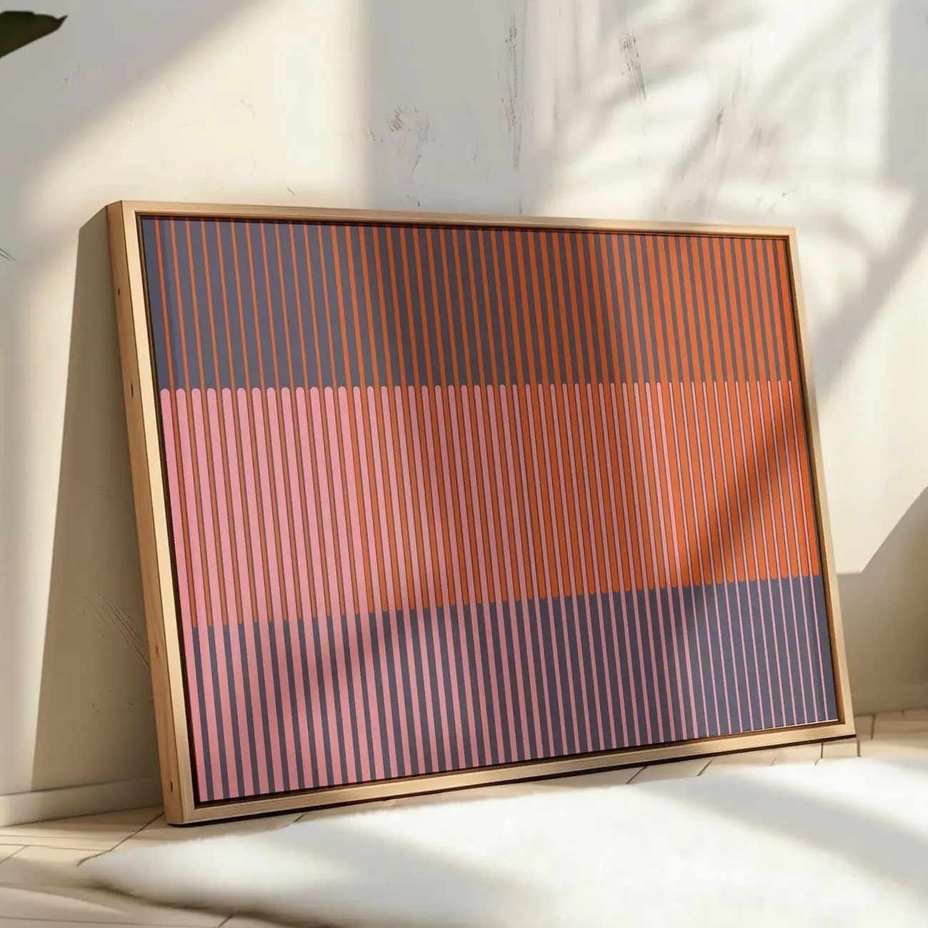 Pink Purple Line Art Wall Decor, Bold Modern Striped Poster, Abstract Geometric Print for Bedroom, Living Room & Office