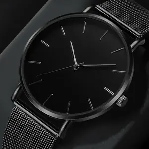 2024 Minimalist Men Fashion Ultra Thin Watches Simple Men Business Stainless Steel Mesh Belt Quartz Watch Leisure Men Watch