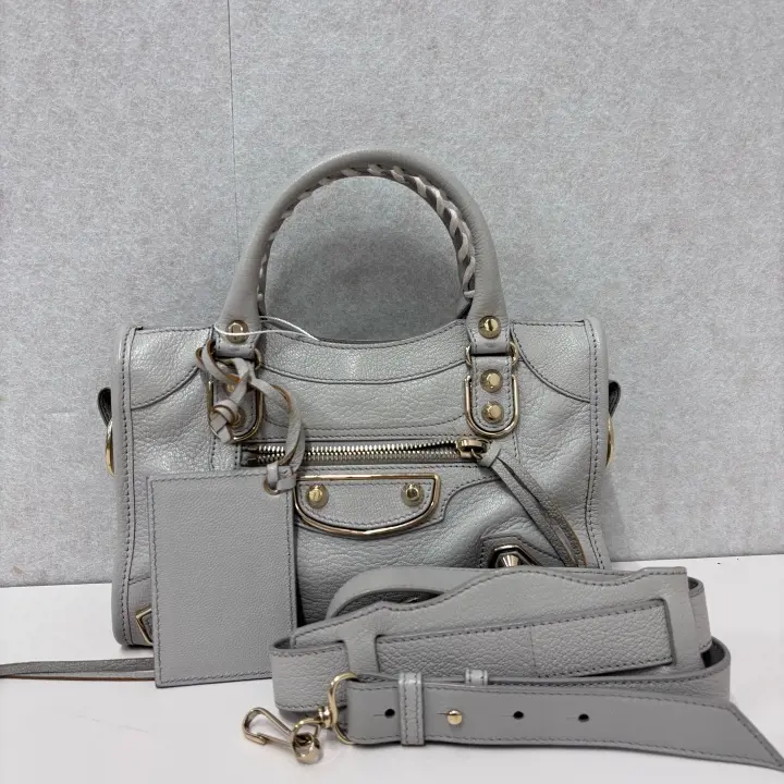 Pre-owned Balenciaga leather Crossbody Bags Grey Mini City Motocross Bag 22571445