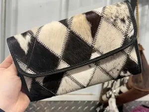 Genuine cowhide & leather patchwork wallet- LARGE