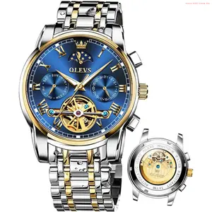 Fashion Brand Automatic Mechanical Watches for Men Self Winding Waterproof Stainless Steel Men's Wrist Watches Luxury Expensive Watch,Adjustable Bracelet (Gift Tool)