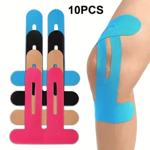 10 Pre-Cut Kinesiology Tapes - Breathable, Elastic, Waterproof Muscle Support Tape for Stability and Recovery - Flexible & Durable for Professional Sports and Body Relaxation, Soft Material Strips, Athletic Tape