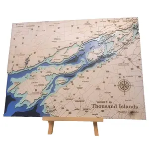 Thousand Island Topographic Map - Detailed Land and Waterway Features, Ideal for Outdoor Use, Outdoor Display Stand Included