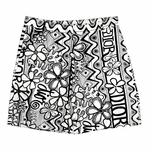 Dior x Shawn Floral Sile Bermuda Shorts Black White