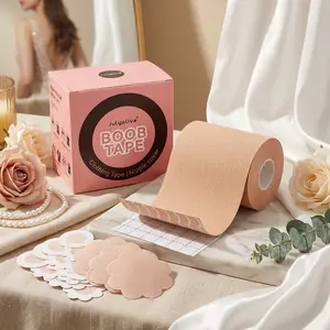 Boob Tape Kit for Breast Lift with Petals - Breathable Adhesive Sticky Bra Tape, Push Up Nipple Tape, Invisible Support for Backless Dresses, Strapless Tops, Wedding, Party, and Everyday Wear, Comfortable and Secure