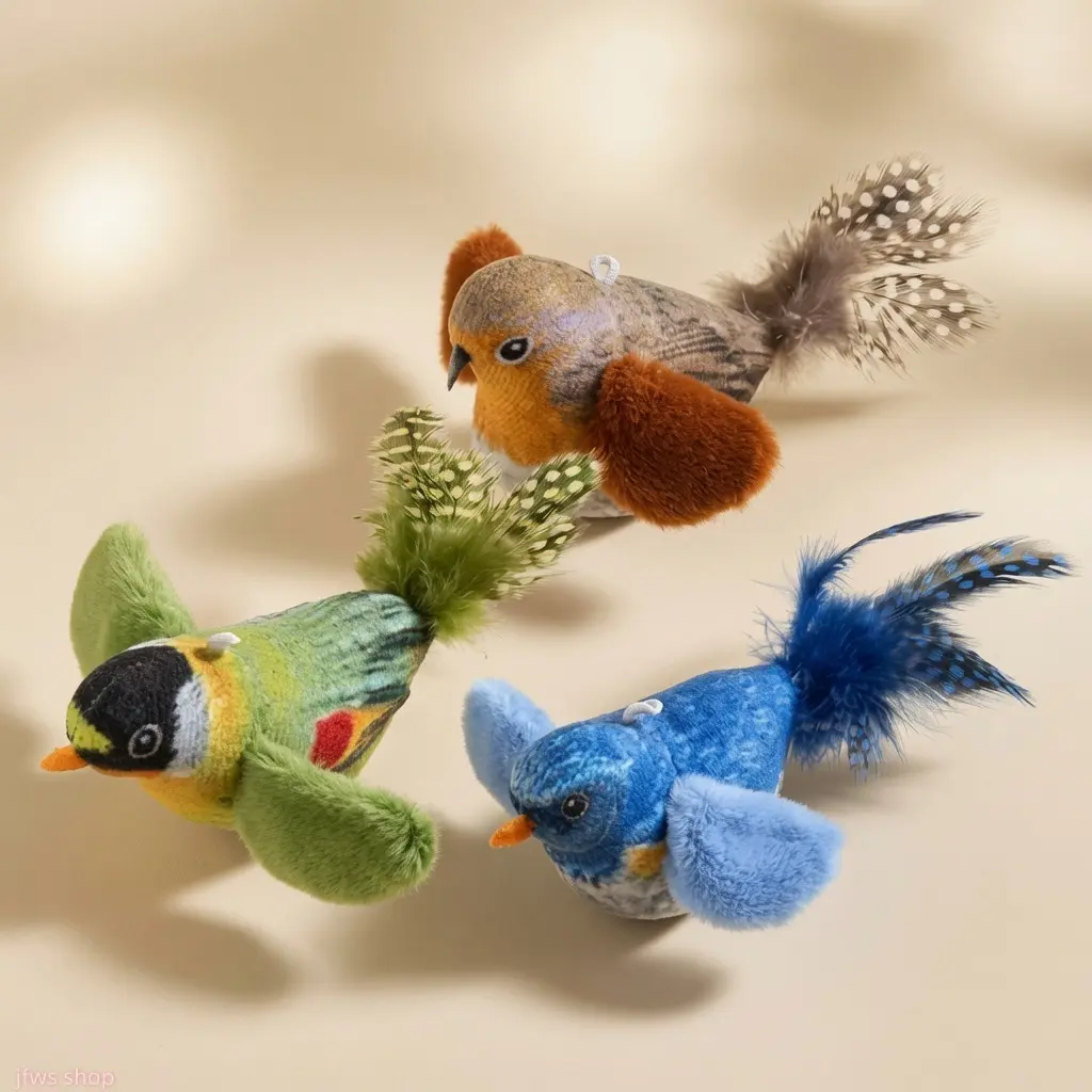 2026 New Self Entertaining Swing Cat Toy With Feather Stick And Squeaky Simulated Bird For Indoor Play Durable Bite Resistant Interactive Pet Supplies Lightweight Cute Light Luxury US Design