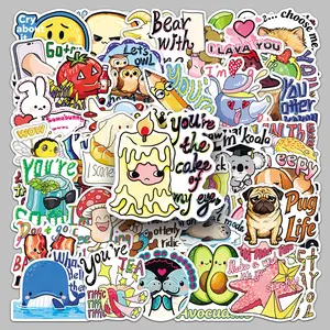 50pieces funny English puns cute trend stickers creative storage box luggage phone case cartoon stickers