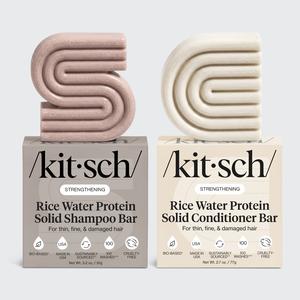 Kitsch Shampoo & Conditioner Bar Set – Solid Hair Care Bars for Strength, Nourishment – Sulfate & Paraben-Free, Made in USA – 2pcs
