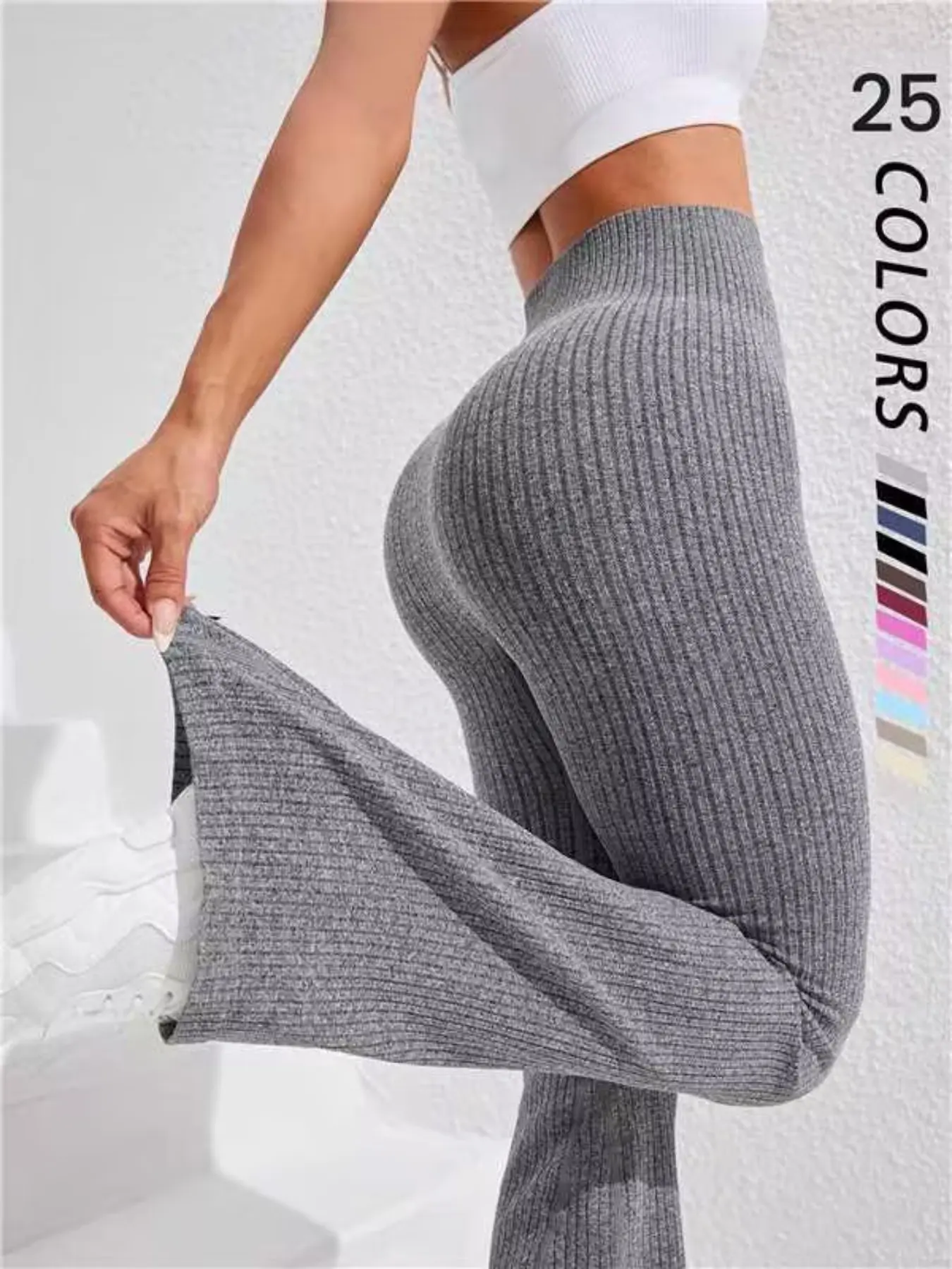 Women's Seamless Knitted Texture Yoga Wear Flare Pants, Stretchy High Waist Butt Lifting, Sporty Casual Fashion, All Seasons Suitable, Flared Leggings High Waist Activewear
