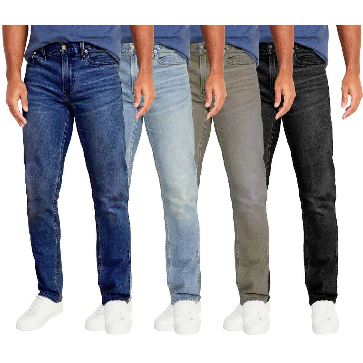 Men's Flex Stretch Slim Straight Jeans Classic Denim Menswear