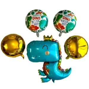 Blue Baby Dinosaur Balloon Set – Jumbo Foil Party Decor (5-Piece Set)