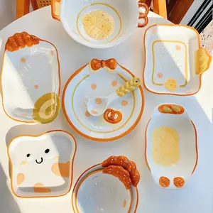 Cute Bread Ceramic Tableware Household Bowl Dessert Cookies