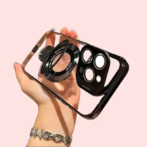 Magnetic Stand Smartphone Casing - Full Protection, Anti-Drop Electroplating, Dual Bracket, Lens Cover for IP 17 Pro Max, 16 Pro Max, 15, 14 | Cellphone Devices Accessories