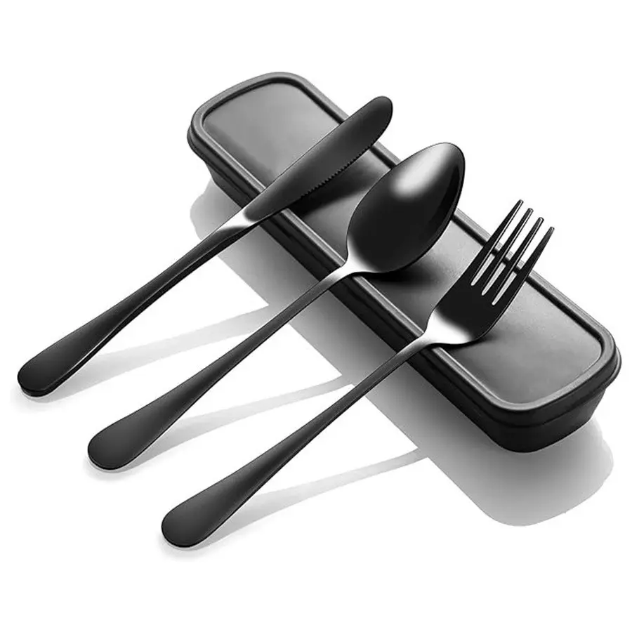 Portable 3-Piece Stainless Steel Cutlery Utensil Sets Tableware Set with Case, Durable Silver Color Utensils for Daily Use and Travel, Easy to Clean, Perfect for Outdoor Activities and Camping, Tableware Kit