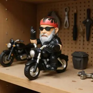 New Resin Motorcycle Dwarf Statue, Unique Decorative Figurine, Punk Style Toy Gift, Fun Motorcycle Middle Finger Gnome, Desktop Decoration