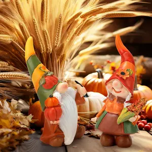 Fall Gnomes Thanksgiving Decorations, 2 PCS Handmade Gnomes Figurine for Home Table Ornaments