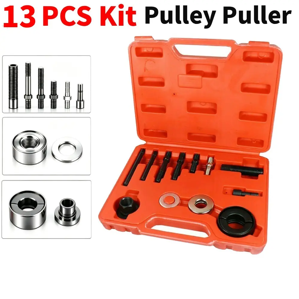 13 PCS Automotive Pulley Puller & Installer Kit - Power Steering Pump Remover, Alternator Disassembly Tool