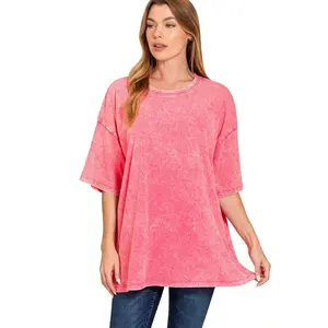 Zenana Acid Wash Cotton Boxy Boyfriend Tee