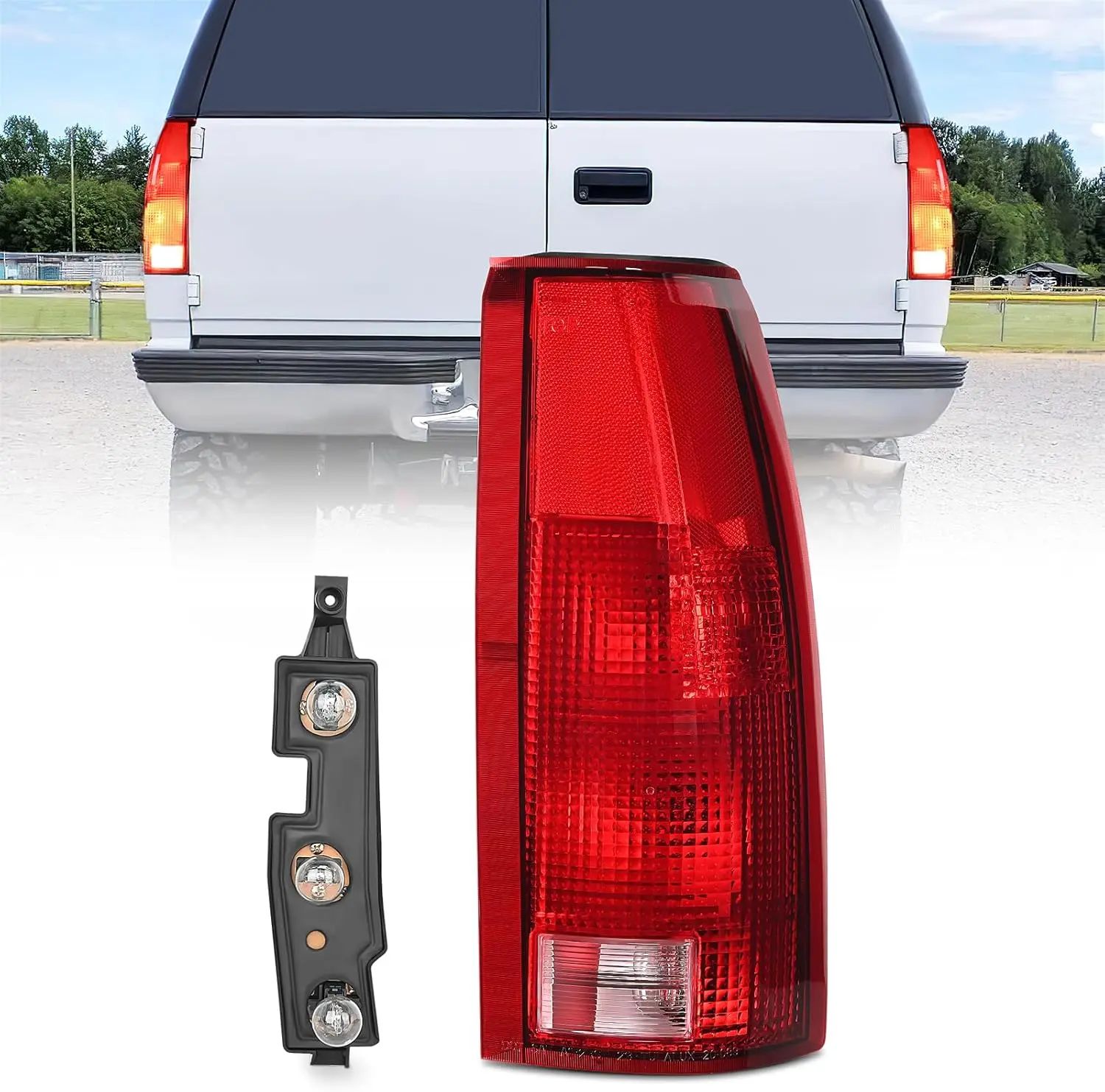 Nilight Durable High-Visibility Taillight Assembly with Bulbs, Compatible with 1988-1999 Chevy GMC C/K Suburban Blazer Tahoe Yukon & 1999-2000 Cadillac Escalade, Bulb