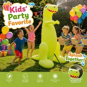 71 inch Kids Outdoor Play Water Sprinkler Inflatable 5.5ft Giant Dinosaur T-REX Great Gift for Kids and Adults Water Toy for Pool Party Decorations Summer Yard Party