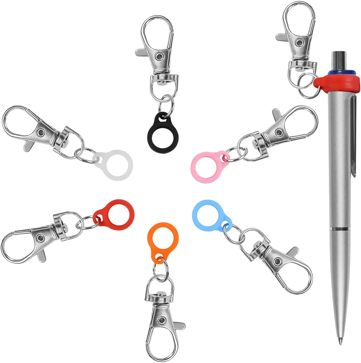 6 count Retractable Pen Holders - Clip on Pens for Badge Reel,  Pen Holder for Lanyard, , and X-ray Marker Holder