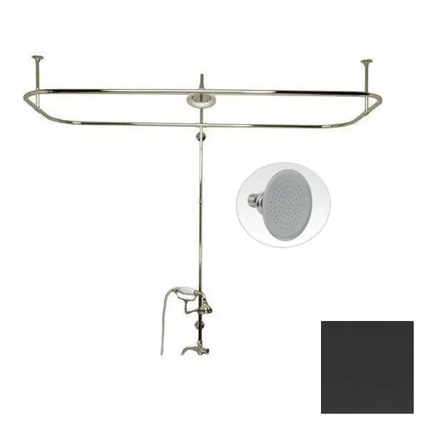 Side-Mounted Brass Complete Bathroom Shower Set Conversion Kit - Riser-Mounted Hand Shower Cradle Included
