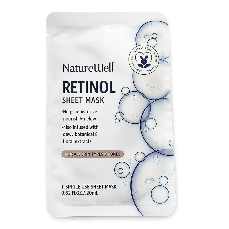 NatureWell Retinol Sheet Mask – Hydrating & Nourishing Face Mask (Single Use) Skin Repair Hydrate Moisturizing Moisture Moisturizer